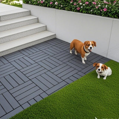 Plastic Interlocking Deck Tiles,44 Pack Patio Deck Tiles,12x12 Square Waterproof Outdoor All Weather Use, Outdoor And Indoor Patio Decking Tiles For Poolside Balcony Backyard, Dark Grey