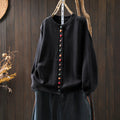 Women's Colorful Button Cotton Sweater Cardigan Loose-fitting Slimming Coat