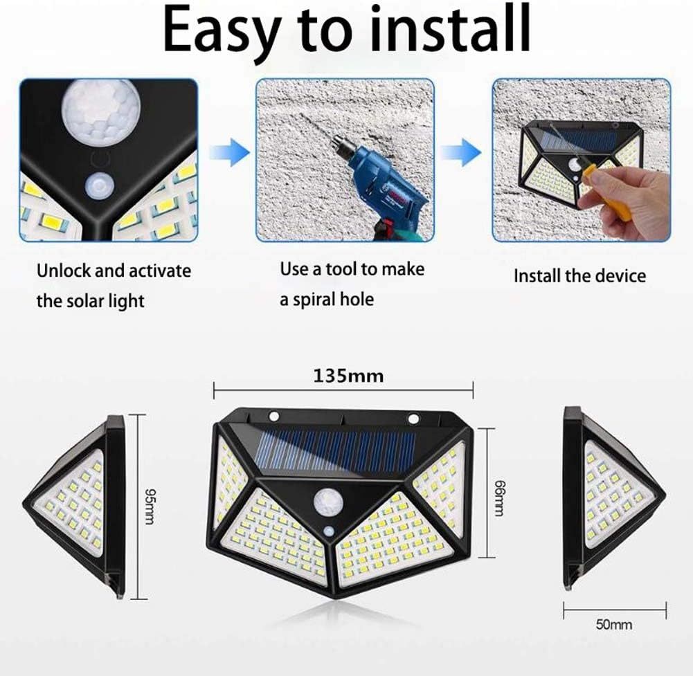 Aolyty Solar Lights Outdoor, Motion Sensor Wall Light 3 Lighting Modes IP65 Waterproof LED Solar Security Lights Four Side Inllumination 2-Pack For Garden Yard Patio Walkway Fence Patio