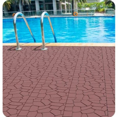 Plastic Interlocking Deck Tiles,44 Pack Patio Deck Tiles,12x12 Square Waterproof Outdoor All Weather Use, Outdoor And Indoor Patio Decking Tiles For Poolside Balcony Backyard, Red Brown