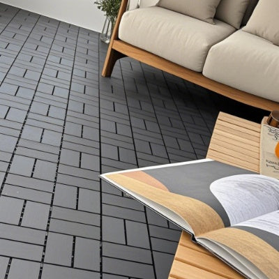 Plastic Interlocking Deck Tiles,44 Pack Patio Deck Tiles,12x12 Square Waterproof Outdoor All Weather Use, Outdoor And Indoor Patio Decking Tiles For Poolside Balcony Backyard, Dark Grey