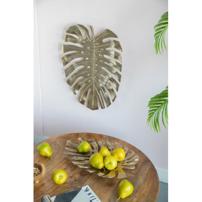 18.9x13.4x1.4 Gold Monstera Leaf Wall DEcor
