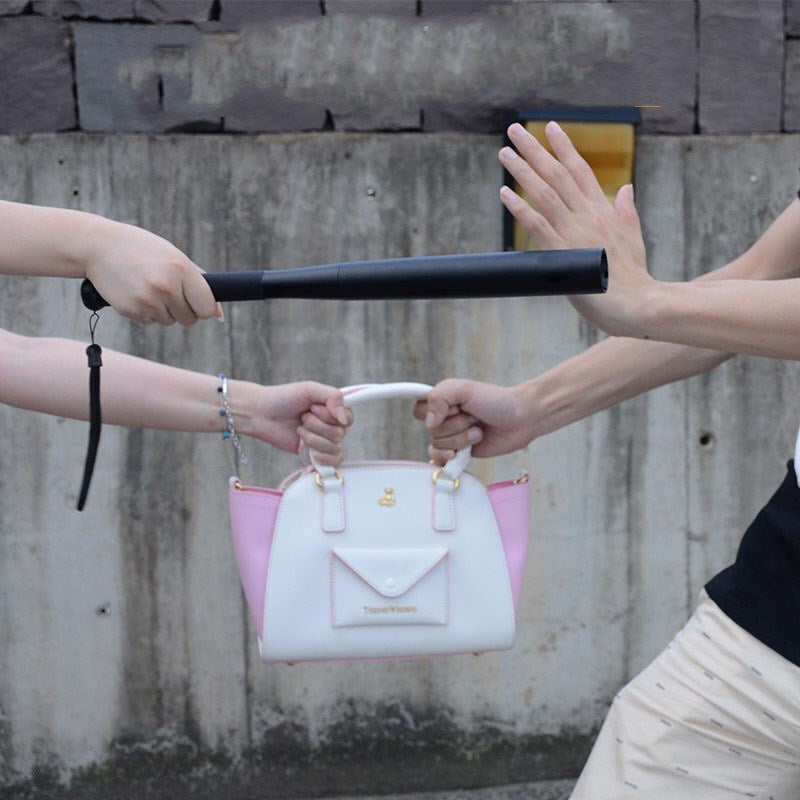 Flashlight with defensive baseball bat