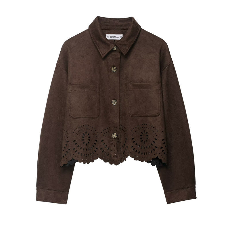 Women's Hollow-out Hem Top And Pants