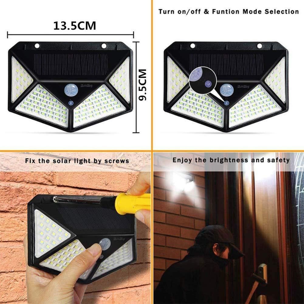 Aolyty Solar Lights Outdoor, Motion Sensor Wall Light 3 Lighting Modes IP65 Waterproof LED Solar Security Lights Four Side Inllumination 2-Pack For Garden Yard Patio Walkway Fence Patio