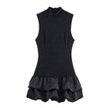 Women's Simple Stitching Lace Short Dress