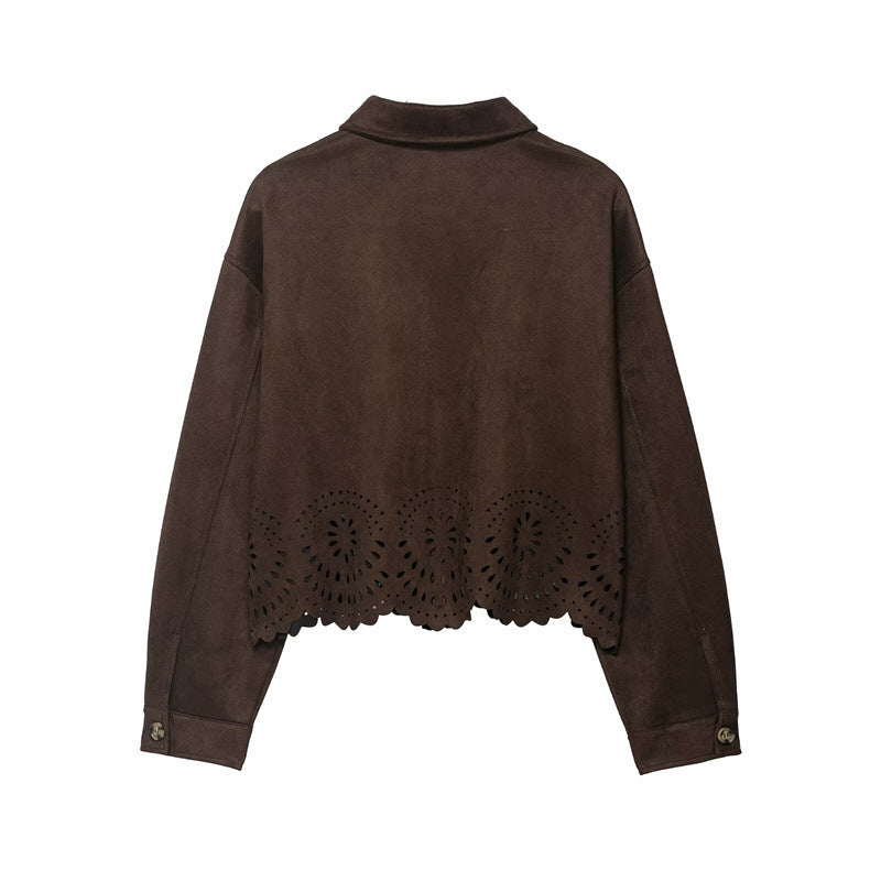 Women's Hollow-out Hem Top And Pants